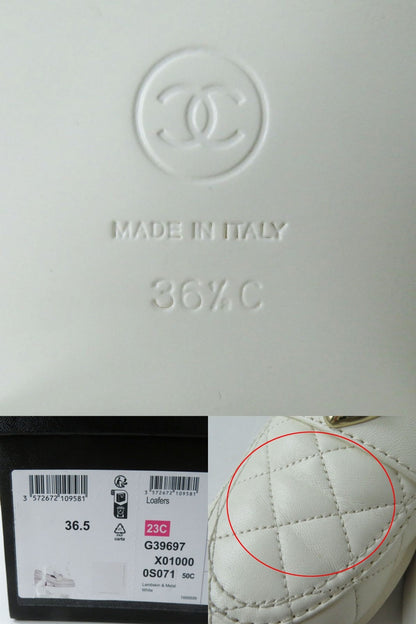 Top Quality Chanel Lambskin Heart Turnlock Loafers White