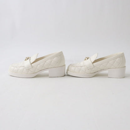 Top Quality Chanel Lambskin Heart Turnlock Loafers White