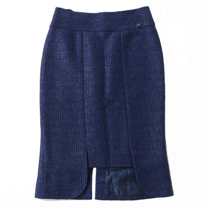 Top Quality Chanel Tweed Tight Skirt Blue Black 34