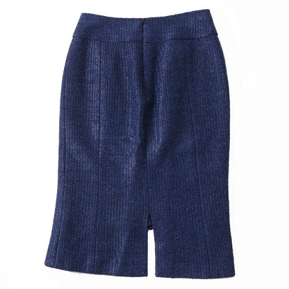 Top Quality Chanel Tweed Tight Skirt Blue Black 34