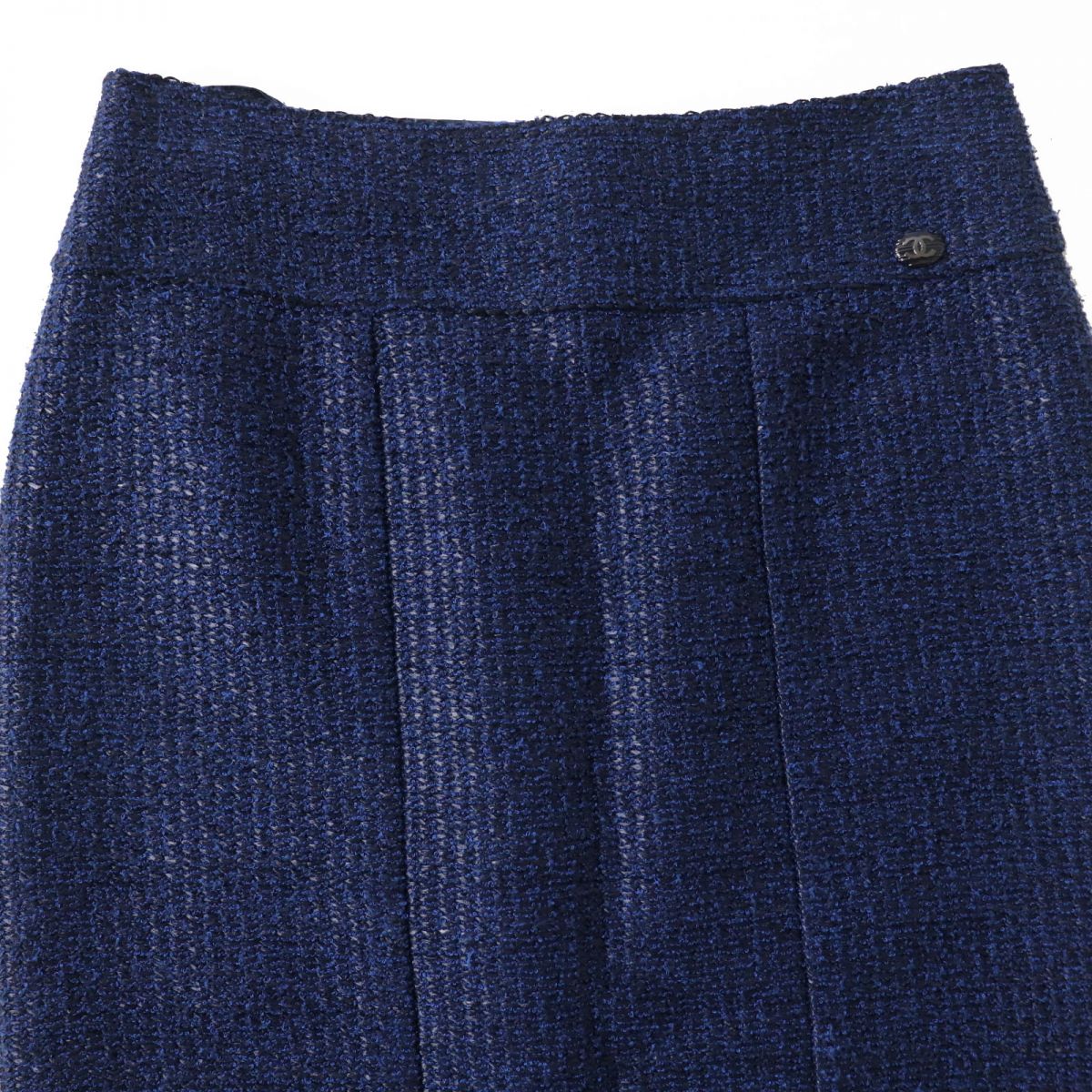 Top Quality Chanel Tweed Tight Skirt Blue Black 34