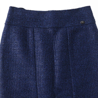 Top Quality Chanel Tweed Tight Skirt Blue Black 34