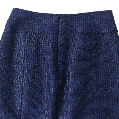 Top Quality Chanel Tweed Tight Skirt Blue Black 34