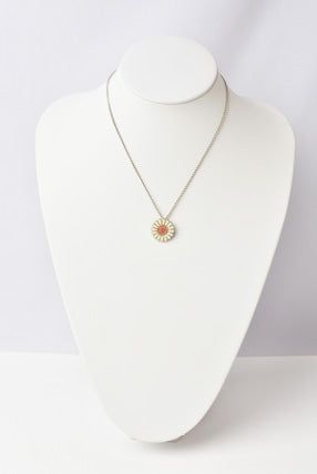 Top Quality Chanel Necklace Pendant CC Mark Flower Motif Silver Antique