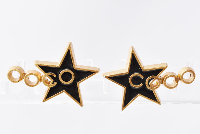 Top Quality Chanel Earrings COCO/Star Black/Gold GP/Metal Clip-On