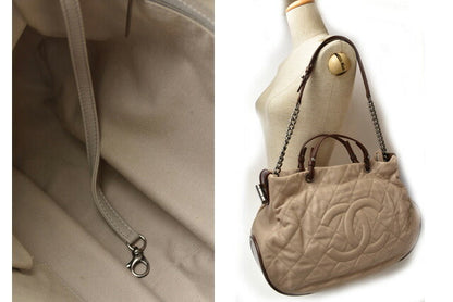 Top Quality Chanel 2way Leather Tote/Shoulder Bag Chain Coco Mark Quilted