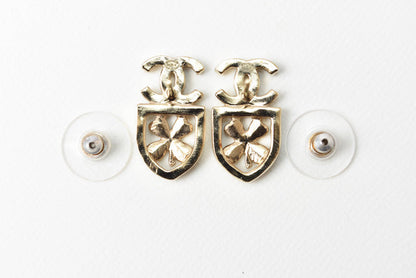 Top Quality Chanel Earrings CC Mark Clover Motif Rhinestone Gold