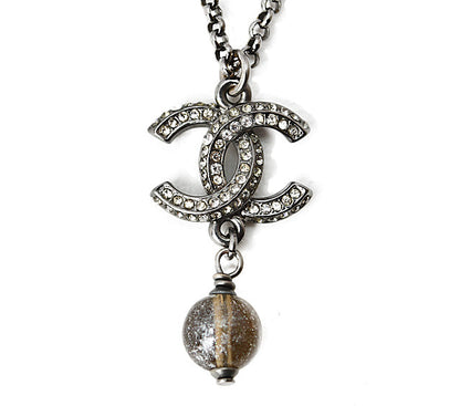 Top Quality Chanel Necklace/Pendant with Rhinestones and Rose/Silver