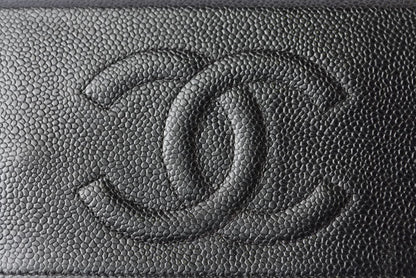 Top Quality Chanel Caviar Skin Chain Wallet Shoulder Bag Black Silver Hardware