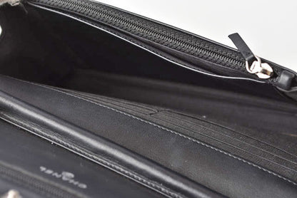 Top Quality Chanel Caviar Skin Chain Wallet Shoulder Bag Black Silver Hardware