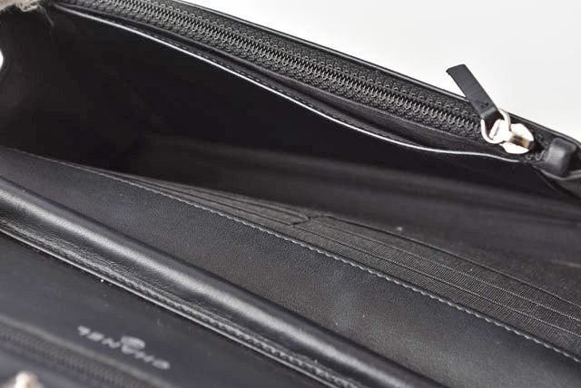 Top Quality Chanel Caviar Skin Chain Wallet Shoulder Bag Black Silver Hardware