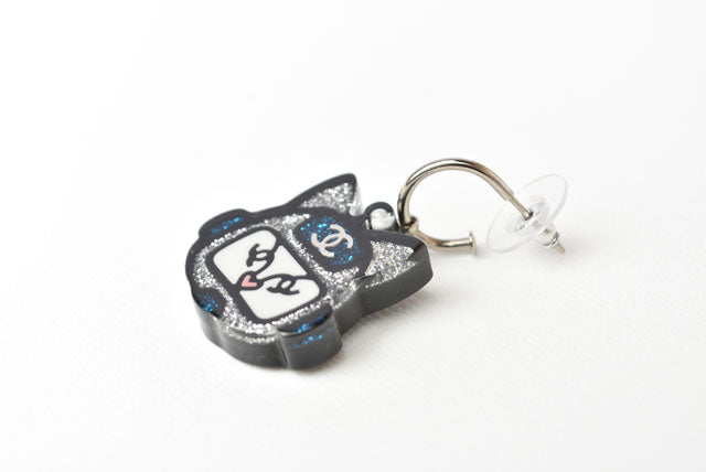 Top Quality Chanel Plastic Earrings Blue/Silver