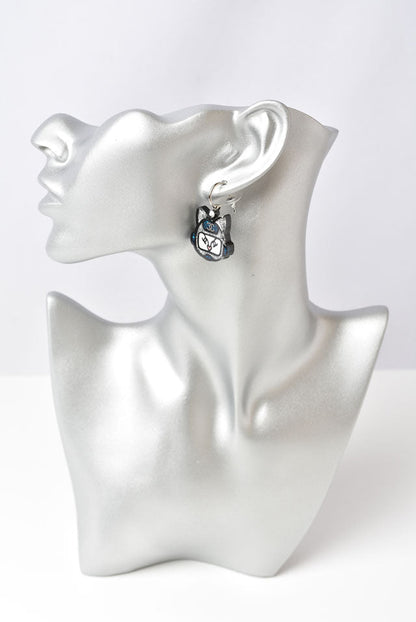 Top Quality Chanel Plastic Earrings Blue/Silver