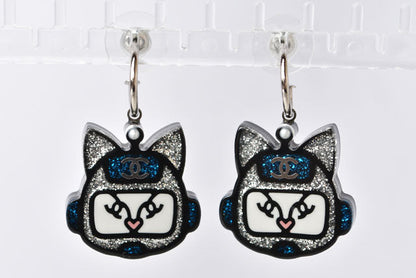 Top Quality Chanel Plastic Earrings Blue/Silver