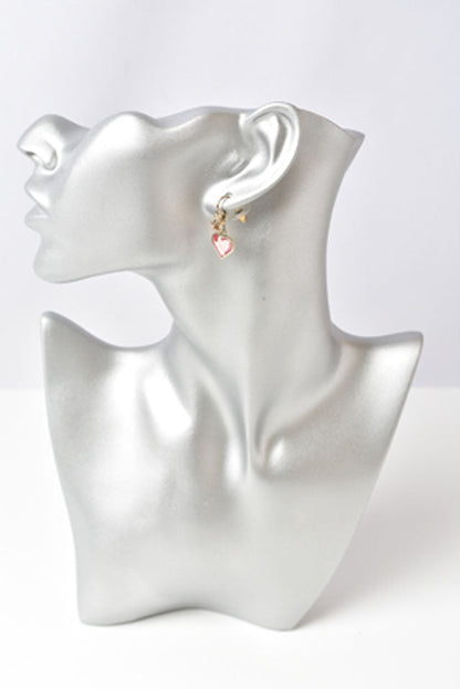 Top Quality Chanel Resin Earrings CC Mark Heart Motif Pink/Gold