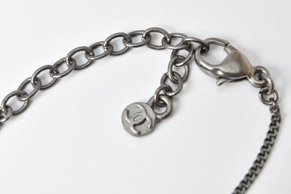 Top Quality Chanel Necklace/Pendant. Metal. Rhinestone. Gunmetal/Red. W3.7?óH2.8cm. 42cm