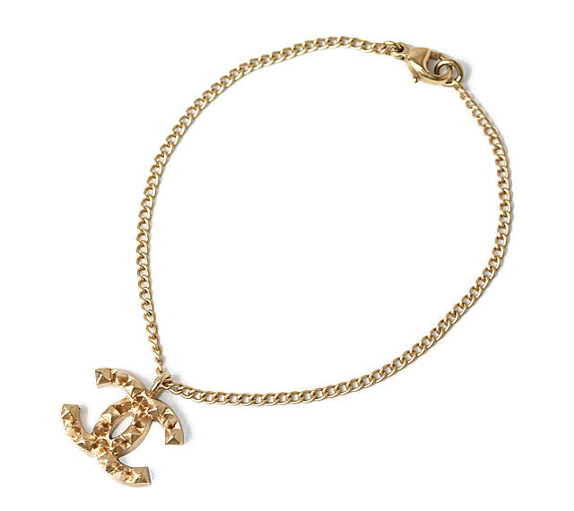 Top Quality Chanel Gold Bangle/Bracelet with Coco Mark and Studs. 18cm