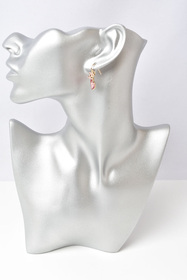 Top Quality Chanel Swing Earrings CC Mark Heart Motif Pink Gold