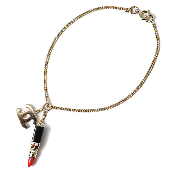 Top Quality Chanel Bangle/Bracelet Coco Mark Lipstick Rhinestone Red Multi Gold