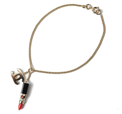 Top Quality Chanel Bangle/Bracelet Coco Mark Lipstick Rhinestone Red Multi Gold