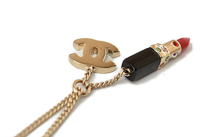 Top Quality Chanel Bangle/Bracelet Coco Mark Lipstick Rhinestone Red Multi Gold