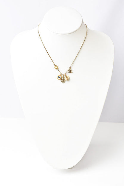 Top Quality Chanel Necklace Pendant Chain Marine Motif CC Gold