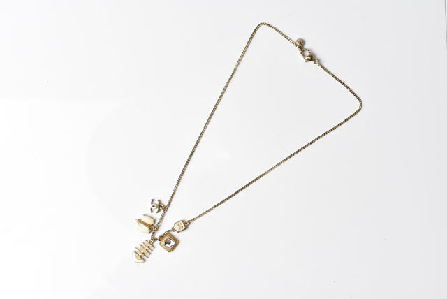 Top Quality Chanel Necklace Pendant Chain Marine Motif CC Gold