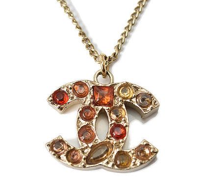 Top Quality Chanel Necklace/Pendant Coco Mark Rhinestone Vintage Gold