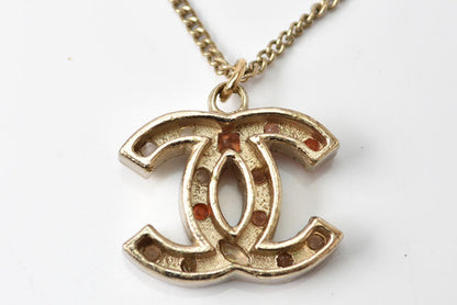 Top Quality Chanel Necklace/Pendant Coco Mark Rhinestone Vintage Gold