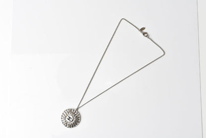 Top Quality Chanel Metal Necklace Pendant Chain Circle Motif CC Silver