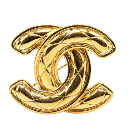 Top Quality Chanel Vintage Matelasse Coco Mark Brooch Gold Plated