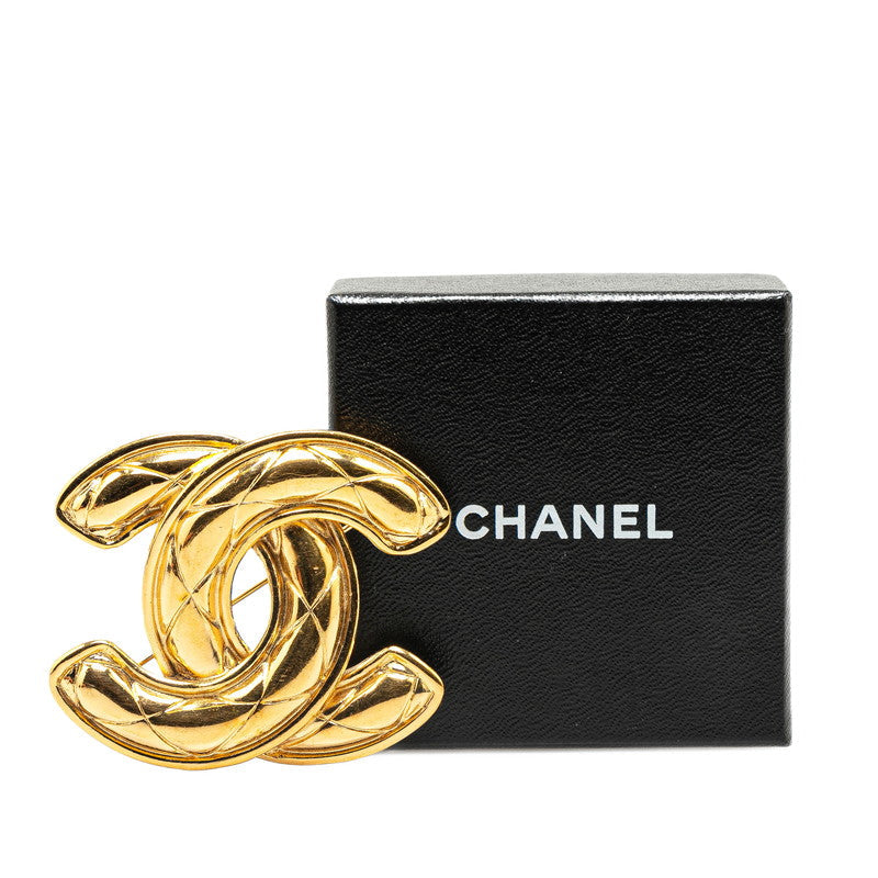 Top Quality Chanel Vintage Matelasse Coco Mark Brooch Gold Plated