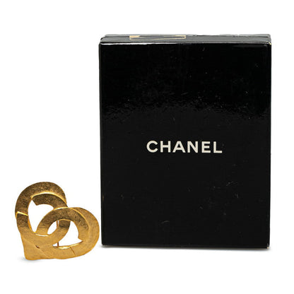 Top Quality Chanel Vintage Coco Mark Heart Motif Brooch Gold