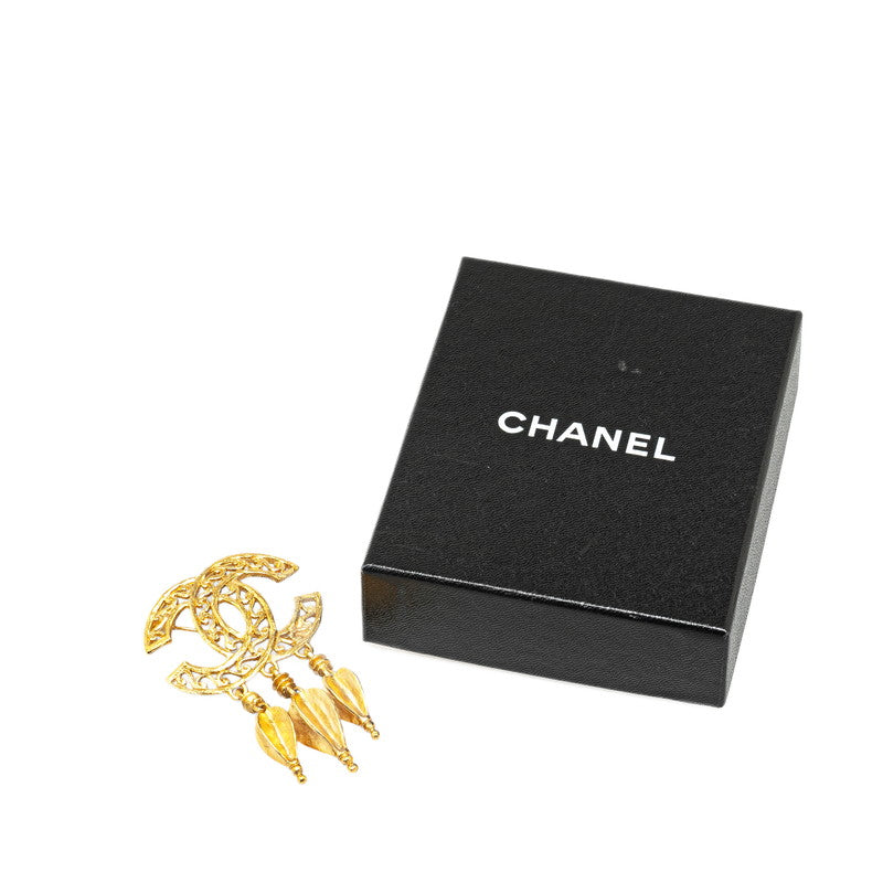 Top Quality Chanel Vintage Coco Mark Swing Triple Brooch Gold