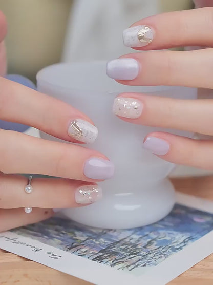 Taro Ice Cream French Purple Press-On Nails