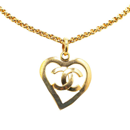 Top Quality Chanel Vintage Heart Motif Necklace Gold