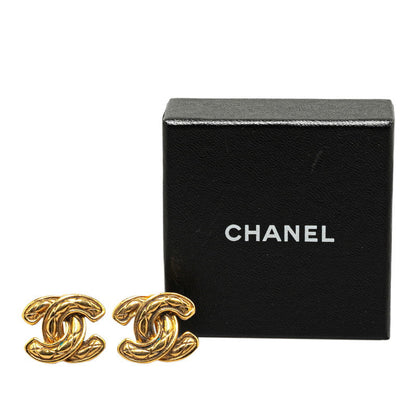 Top Quality Chanel Coco Mark Mini Matelasse Clip-On Earrings Gold