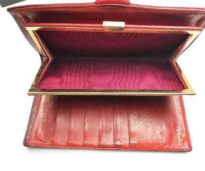 Top Quality Chanel Classic Burgundy Caviar Bi Fold Long Wallet