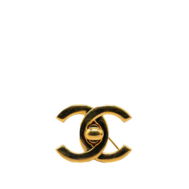 Top Quality Chanel Vintage Coco Mark Turnlock Large Brooch Gold Plated