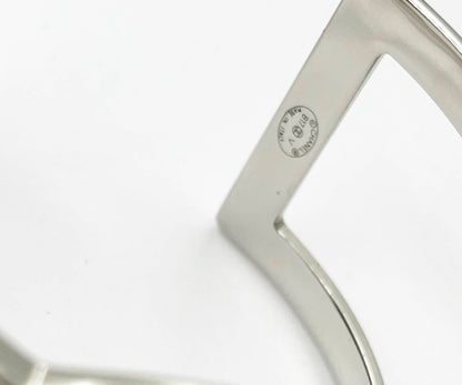 Top Quality Chanel Classic Silver CC Square Round Crystal Cutout Double Cuff Bracelet