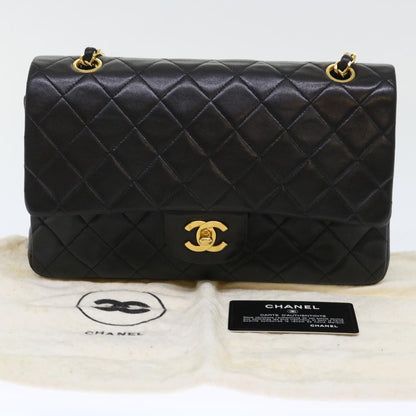 Top Quality Chanel Classic Matelasse 25 Chain New Shoulder Bag Lamb Skin Black Auth 29962A