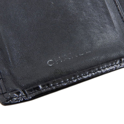 Top Quality Chanel Black Patent Leather Bifold Long Wallet