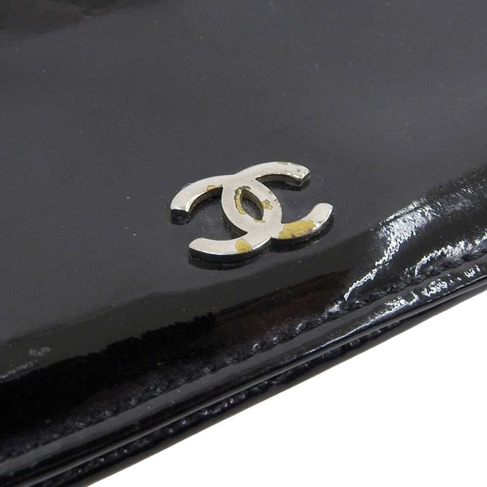 Top Quality Chanel Black Patent Leather Bifold Long Wallet
