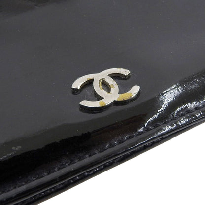 Top Quality Chanel Black Patent Leather Bifold Long Wallet
