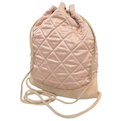 Top Quality Chanel Satin Logo Backpack Pink Beige