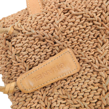Top Quality Chanel Leather Woven Handbag Camel Rare
