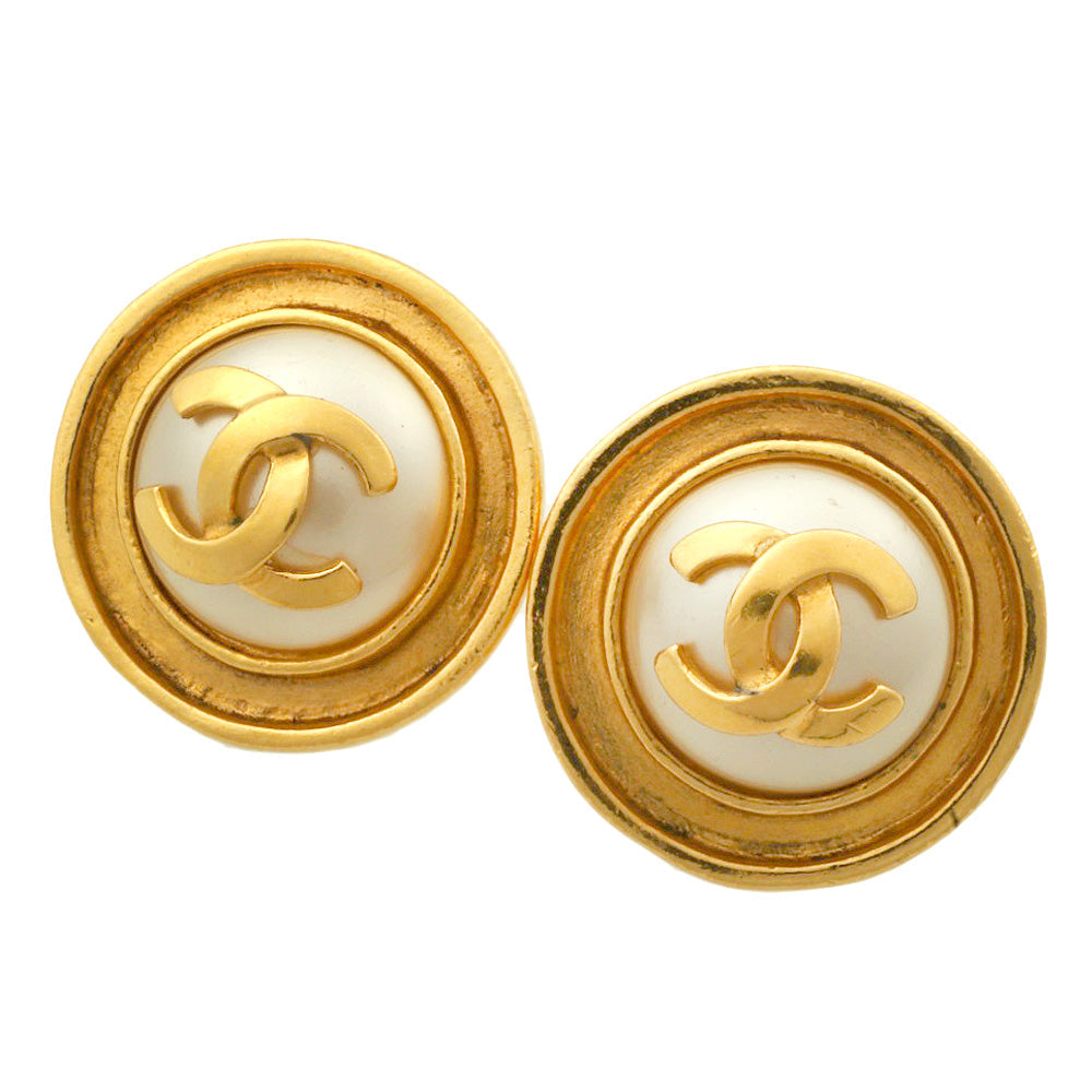 Top Quality Chanel Coco Mark Earrings Fake Pearl Vintage 95P