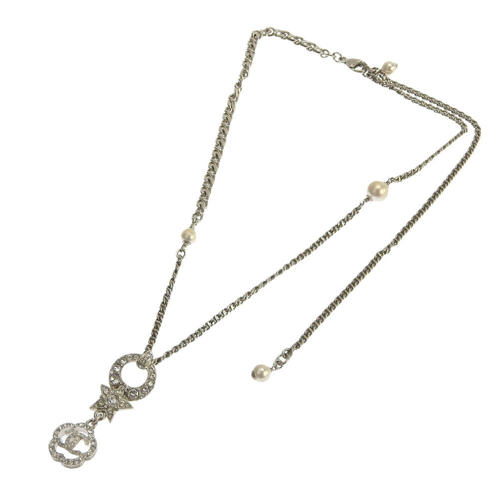 Top Quality Chanel Camellia Star Coco Mark Rhinestone Pearl Necklace 40cm-58cm