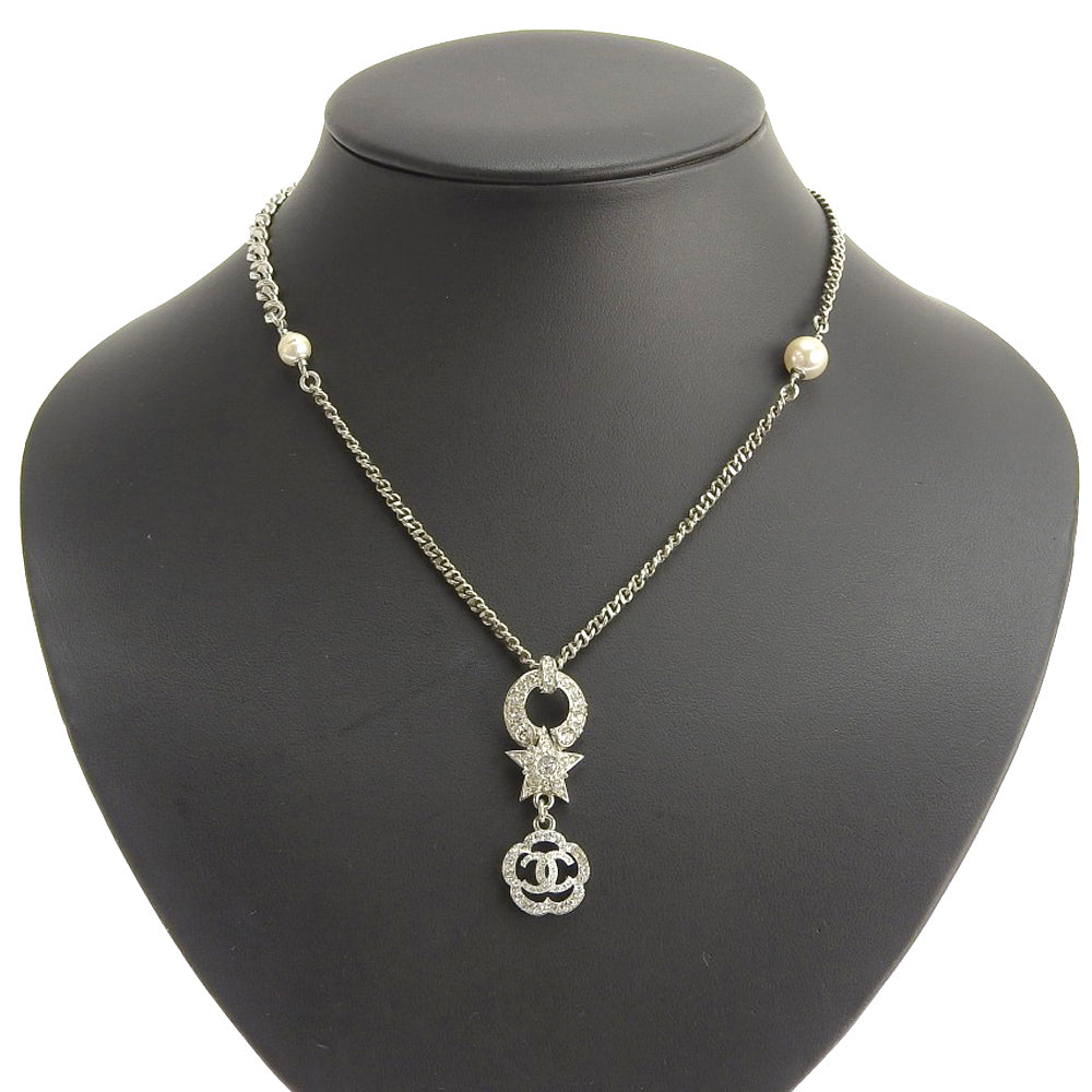 Top Quality Chanel Camellia Star Coco Mark Rhinestone Pearl Necklace 40cm-58cm