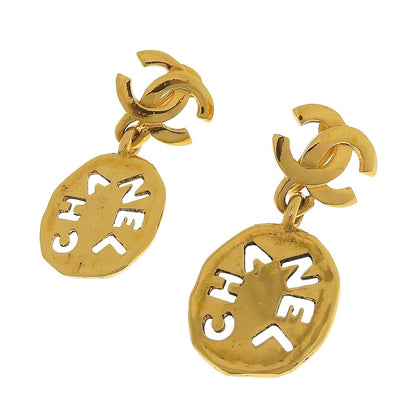 Top Quality Chanel Vintage Gold Logo Earrings with Box